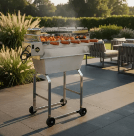 Churrasqueira Elétrica Rotogrill 5 Espetos Rodas e Grelha
