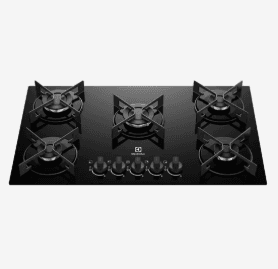 Cooktop 5 Bocas a Gás Electrolux Mesa de Vidro Efficient Grade de Aço Fosco (KE5GR) Bivolt
